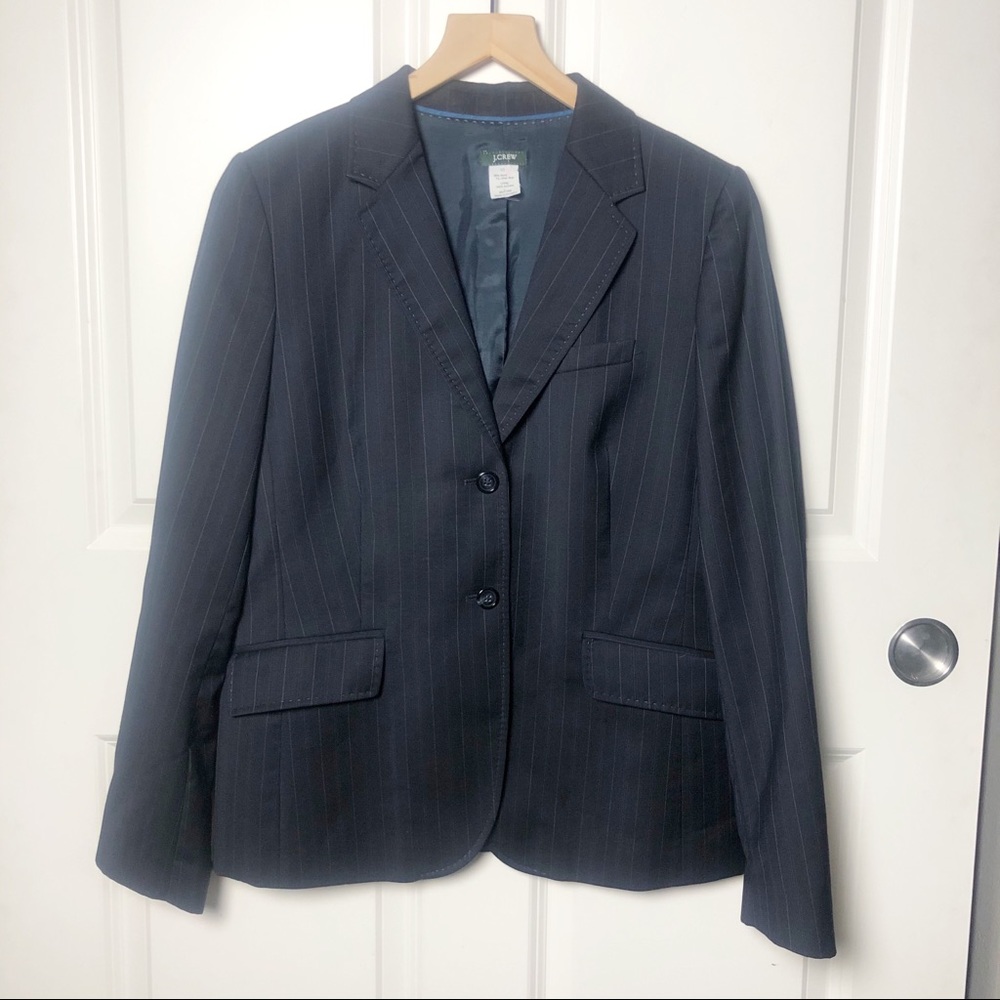 J.Crew Blazer size 10 Wool Pinstripe 2 button navy